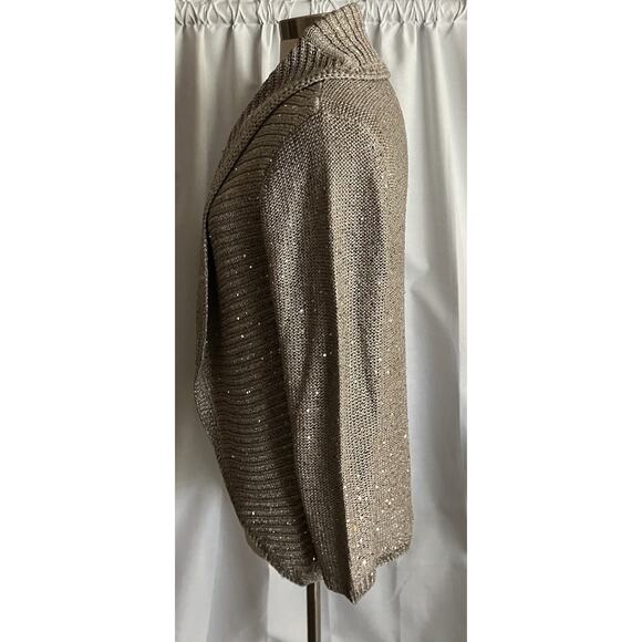 Womens Chicos Special Occasion Cardigan Sweater Tank Top Sequins Taupe Sz 1 - Picture 4 of 16